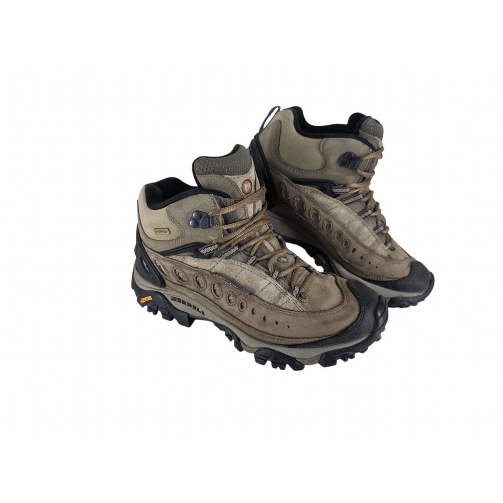 Merrell Pulse II Waterproof Mid Womens 8 Loden Taupe Hiking Boots Vibram Sole